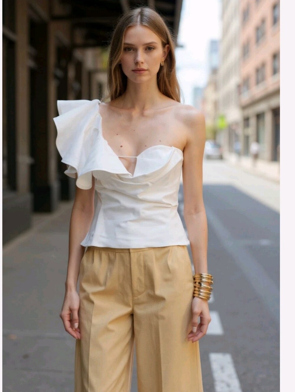 Zara White One-Shoulder Ruffle Top - Picture 2 of 9